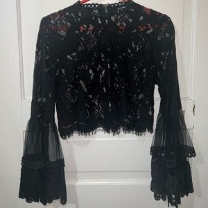 Lace fashionova long sleeve black shirt